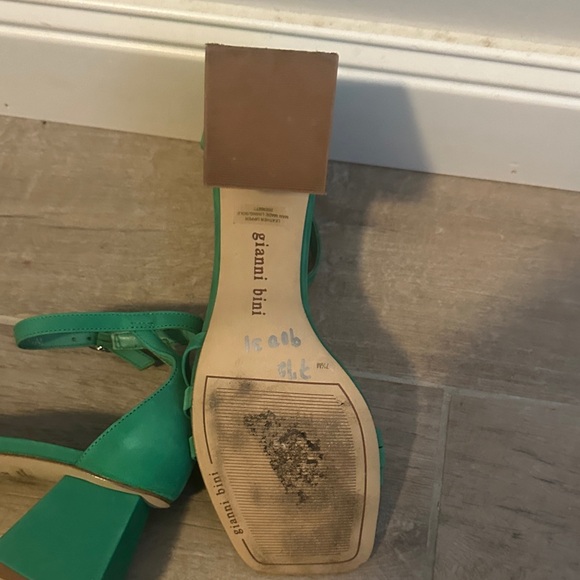 Gianni Bini Emerald Green Strappy Block Heel Sandals - Picture 4 of 8